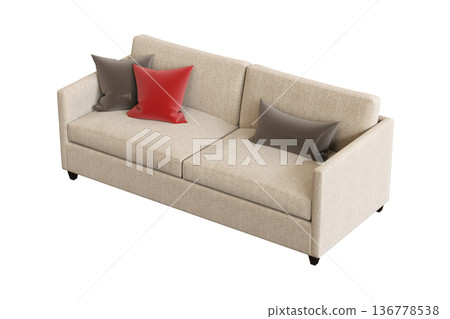 comfortable soft sofa isolated on transparent background, interior furniture, 3D illustration, cg render 136778538