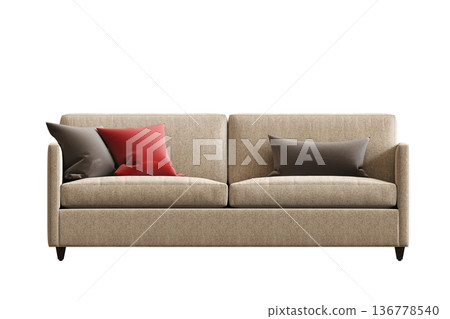 comfortable soft sofa isolated on transparent background, interior furniture, 3D illustration, cg render comfortable soft sofa isolated on transparent background, interior furniture, 3D illustration, cg render 136778540
