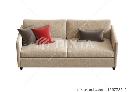 comfortable soft sofa isolated on transparent background, interior furniture, 3D illustration, cg render comfortable soft sofa isolated on transparent background, interior furniture, 3D illustration, cg render 136778541