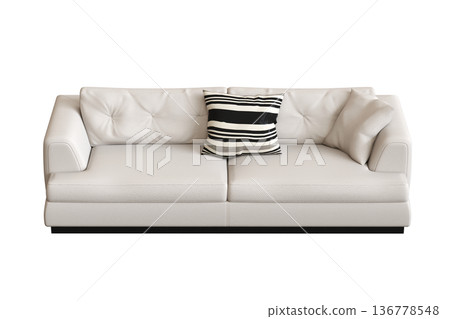 comfortable soft sofa isolated on transparent background, interior furniture, 3D illustration, cg render 136778548