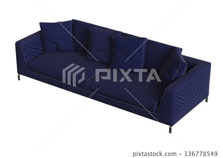 comfortable soft sofa isolated on transparent background, interior furniture, 3D illustration, cg render 136778549