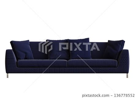 comfortable soft sofa isolated on transparent background, interior furniture, 3D illustration, cg render 136778552