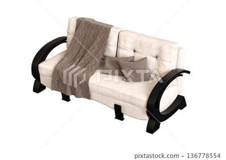 comfortable soft sofa isolated on transparent background, interior furniture, 3D illustration, cg render 136778554