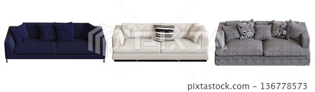 comfortable soft sofa isolated on transparent background, interior furniture, 3D illustration, cg render comfortable soft sofa isolated on transparent background, interior furniture, 3D illustration, cg render 136778573