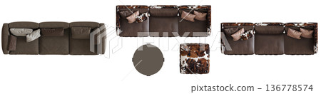 comfortable soft sofa isolated on transparent background, interior furniture, 3D illustration, cg render 136778574