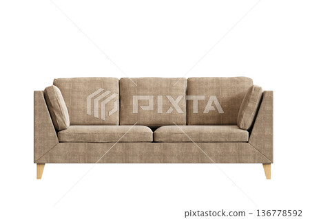 comfortable soft sofa isolated on transparent background, interior furniture, 3D illustration, cg render comfortable soft sofa isolated on transparent background, interior furniture, 3D illustration, cg render 136778592