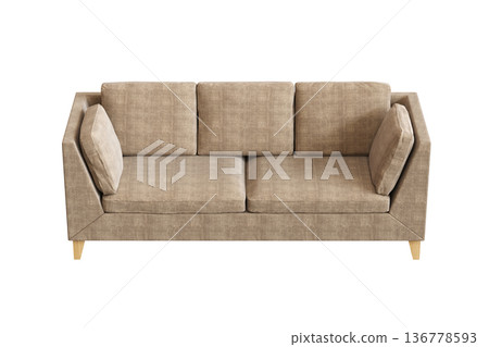 comfortable soft sofa isolated on transparent background, interior furniture, 3D illustration, cg render 136778593