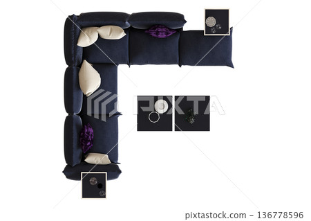 comfortable soft sofa isolated on transparent background, interior furniture, 3D illustration, cg render comfortable soft sofa isolated on transparent background, interior furniture, 3D illustration, cg render 136778596