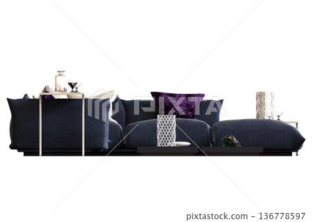 comfortable soft sofa isolated on transparent background, interior furniture, 3D illustration, cg render comfortable soft sofa isolated on transparent background, interior furniture, 3D illustration, cg render 136778597
