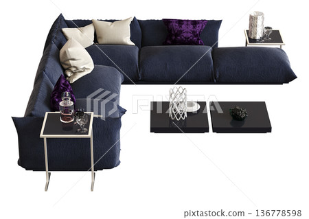 comfortable soft sofa isolated on transparent background, interior furniture, 3D illustration, cg render comfortable soft sofa isolated on transparent background, interior furniture, 3D illustration, cg render 136778598