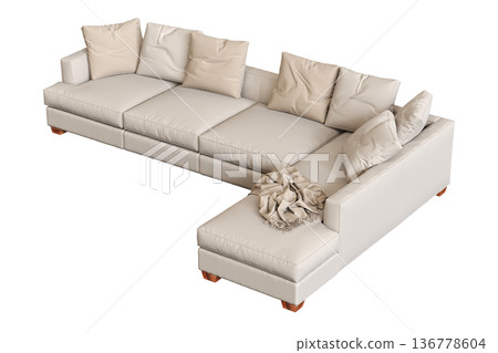 comfortable soft sofa isolated on transparent background, interior furniture, 3D illustration, cg render comfortable soft sofa isolated on transparent background, interior furniture, 3D illustration, cg render 136778604