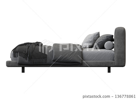 double bed isolated on a transparent background, furniture for the bedroom interior, 3D illustration, cg render double bed isolated on a transparent background, furniture for the bedroom interior, 3D illustration, cg render 136778861