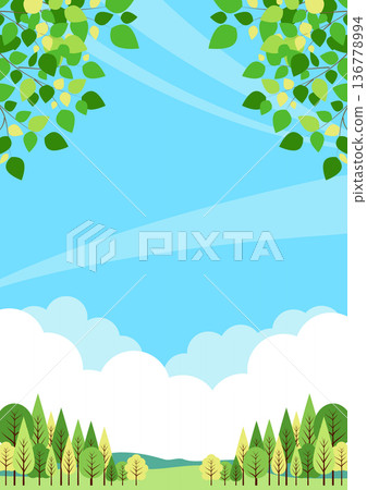 自然背景，可愛，插畫，直式版 136778994