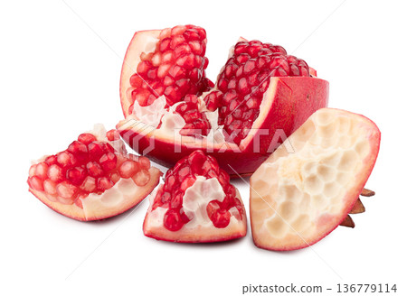 Ripe pomegranate fruit isolated on white background Ripe pomegranate fruit isolated on white background 136779114