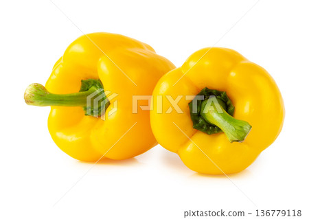 sweet yellow pepper isolated over white background 136779118