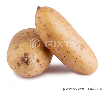 Raw potatoes isolated on white background. Raw potatoes isolated on white background. 136779163