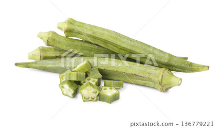 pod of okra, also known as lady finger or gumbo isolated on a white background pod of okra, also known as lady finger or gumbo isolated on a white background 136779221