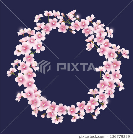 Cherry blossom wreath (navy background) 136779259