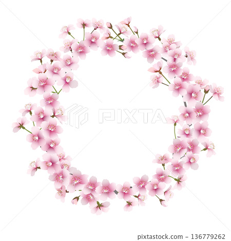櫻花花環（透明背景） 136779262