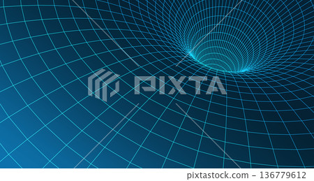 Abstract 3D wireframe mesh tunnel Abstract 3D wireframe mesh tunnel 136779612
