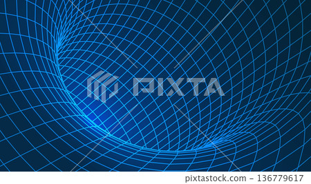 Abstract 3D spacetime grid tunnel Abstract 3D spacetime grid tunnel 136779617