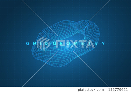 Deformed 3D wireframe torus 136779621