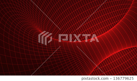 Red wireframe mesh tunnel. 136779625