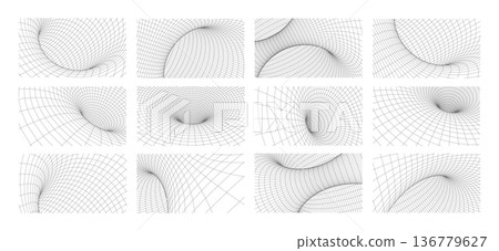 Abstract geometric 3D wireframe mesh tunnel Abstract geometric 3D wireframe mesh tunnel 136779627