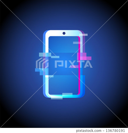 Smartphone Neon Glitch Icon Mobile Technology UI 136780191