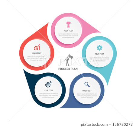 Infographic design template for Business with Icons and your data. Vector illustration. 136780272