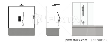 bathtub isolated on a transparent background, 3D illustration, and a CG render bathtub isolated on a transparent background, 3D illustration, and a CG render 136780332