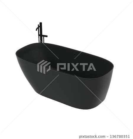 bathtub isolated on a transparent background, 3D illustration, and a CG render 136780351