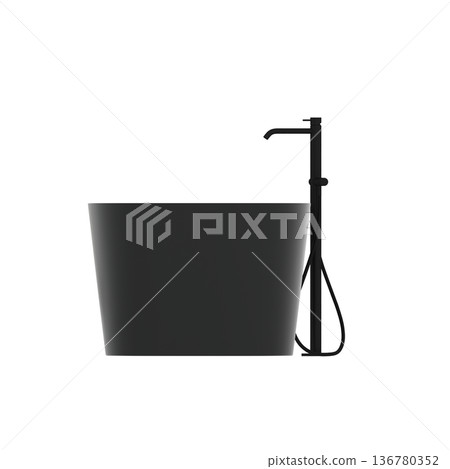 bathtub isolated on a transparent background, 3D illustration, and a CG render bathtub isolated on a transparent background, 3D illustration, and a CG render 136780352