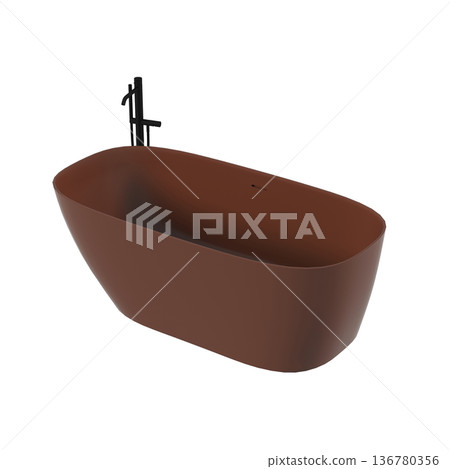 bathtub isolated on a transparent background, 3D illustration, and a CG render bathtub isolated on a transparent background, 3D illustration, and a CG render 136780356