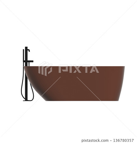 bathtub isolated on a transparent background, 3D illustration, and a CG render bathtub isolated on a transparent background, 3D illustration, and a CG render 136780357
