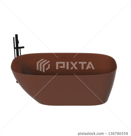 bathtub isolated on a transparent background, 3D illustration, and a CG render 136780359