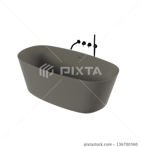 bathtub isolated on a transparent background, 3D illustration, and a CG render bathtub isolated on a transparent background, 3D illustration, and a CG render 136780360
