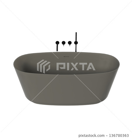 bathtub isolated on a transparent background, 3D illustration, and a CG render bathtub isolated on a transparent background, 3D illustration, and a CG render 136780363