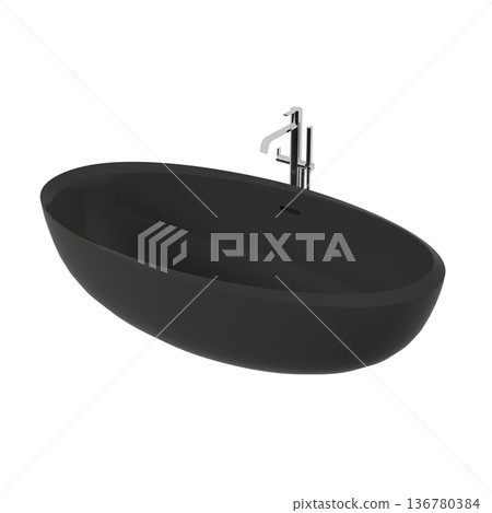 bathtub isolated on a transparent background, 3D illustration, and a CG render 136780384