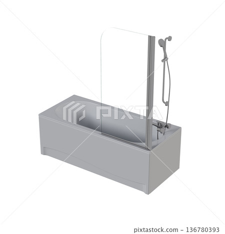 bathtub isolated on a transparent background, 3D illustration, and a CG render bathtub isolated on a transparent background, 3D illustration, and a CG render 136780393