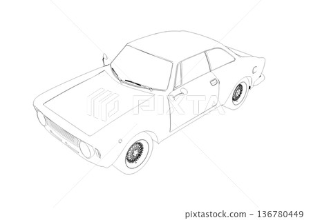 car outline drawing, sketch, contour image car outline drawing, sketch, contour image 136780449