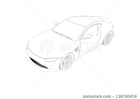 car outline drawing, sketch, contour image car outline drawing, sketch, contour image 136780459