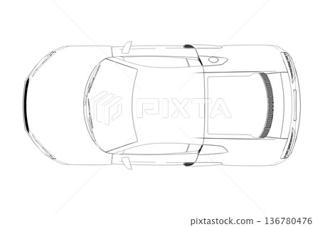 car outline drawing, sketch, contour image car outline drawing, sketch, contour image 136780476