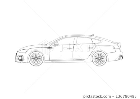 car outline drawing, sketch, contour image car outline drawing, sketch, contour image 136780483
