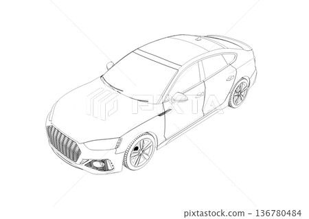 car outline drawing, sketch, contour image car outline drawing, sketch, contour image 136780484