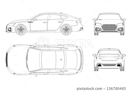 car outline drawing, sketch, contour image car outline drawing, sketch, contour image 136780485
