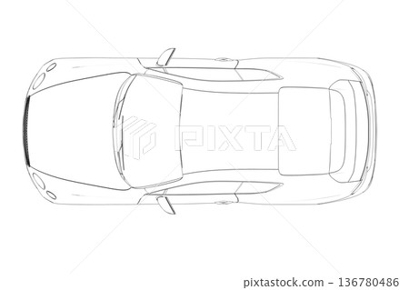 car outline drawing, sketch, contour image car outline drawing, sketch, contour image 136780486