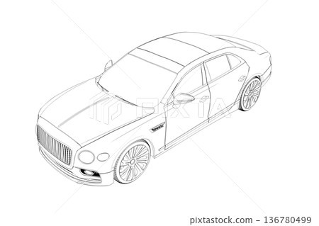 car outline drawing, sketch, contour image car outline drawing, sketch, contour image 136780499