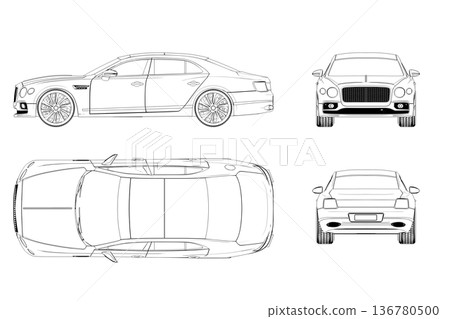 car outline drawing, sketch, contour image car outline drawing, sketch, contour image 136780500