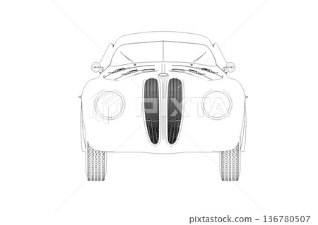 car outline drawing, sketch, contour image 136780507